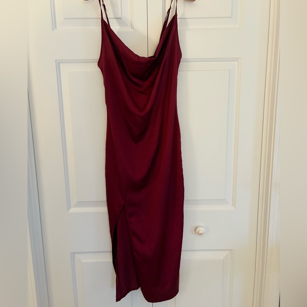PrettyLittleThing Deep Red Asymmetrical Dress